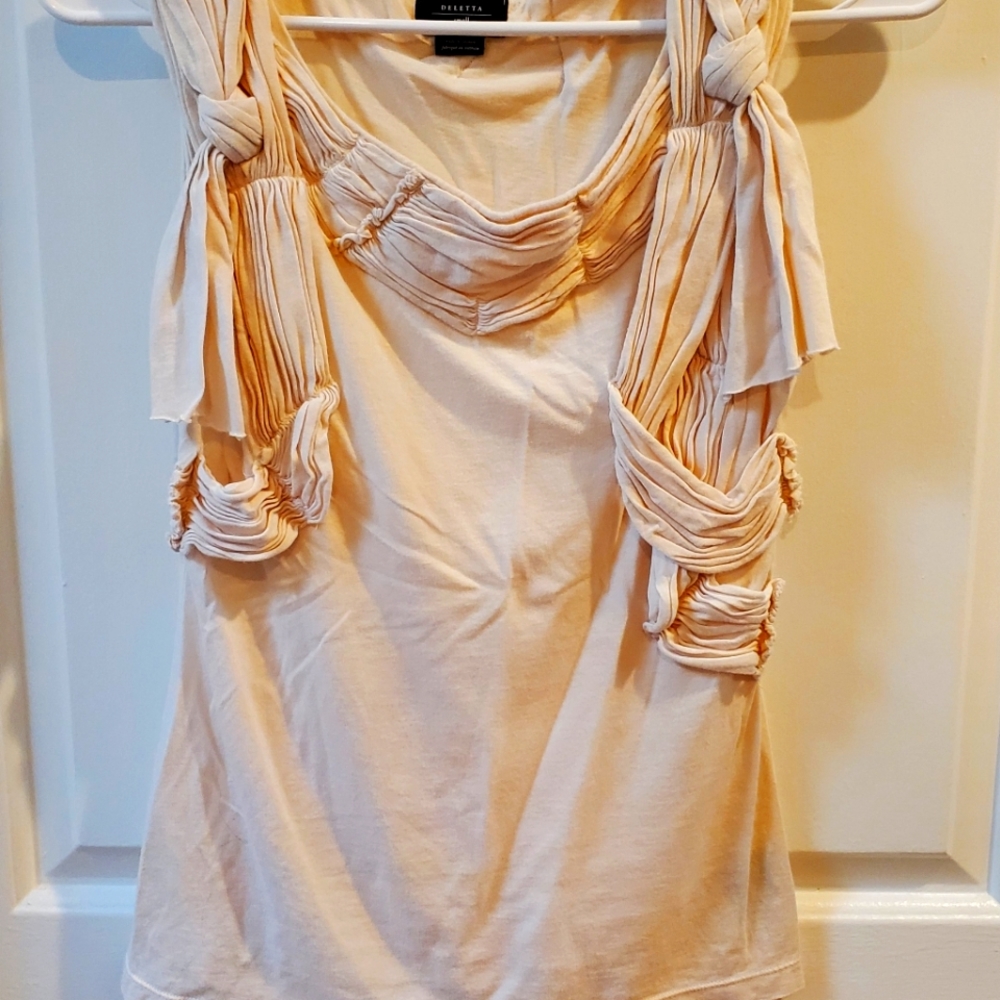 Anthropologie Deletta Tank Top Light Pink/Cream Small
